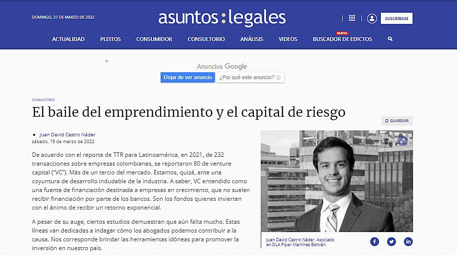 El baile del emprendimiento y el capital de riesgo